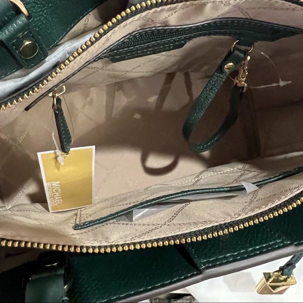 Michael Kors Dark Green Leather Satchel with Gold Hardware - Picture 6 of 6